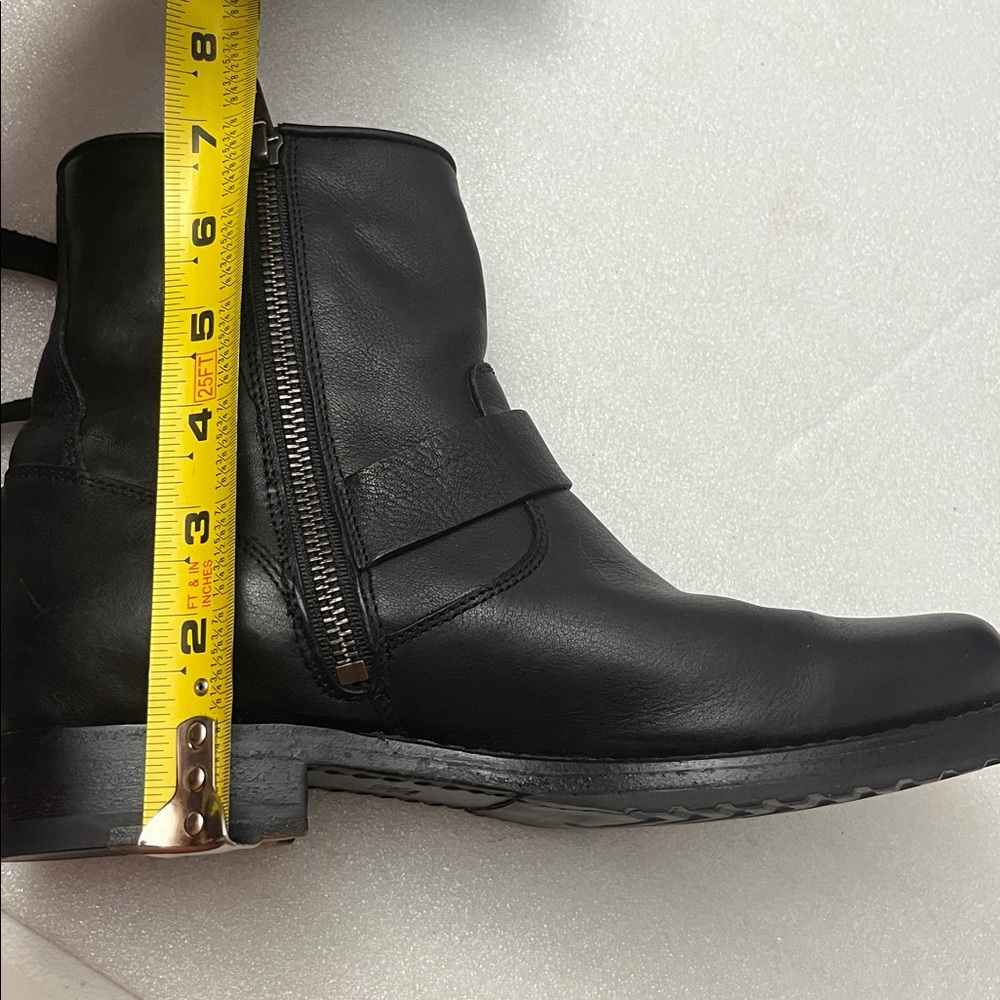 Frye Black Leather Buckle Ankle Boots - Picture 9 of 10